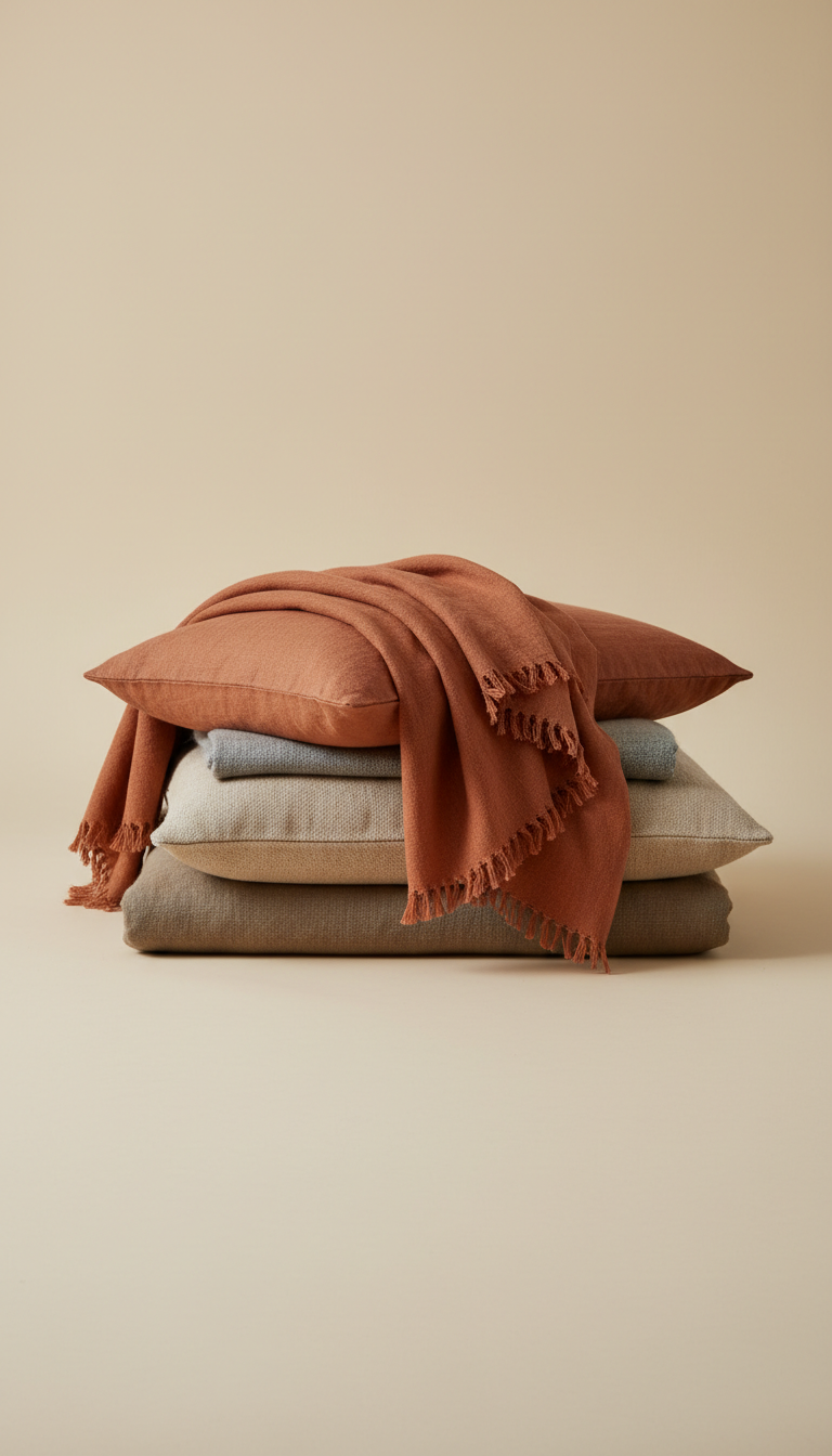 Linen Throw in Burnt Terracotta
