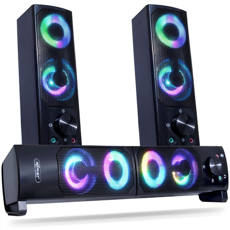 Caixa de Som SoundBar Pc Gamer Subwoofer P2 Led Rgb Tv Pc Notebook Celular Tablet